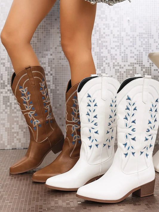 Point Toe Block Heels Boots by Partner Label