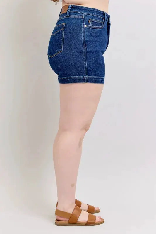 Judy Blue Full Size High Waist Tummy Control Denim Shorts Plus Size by Judy Blue