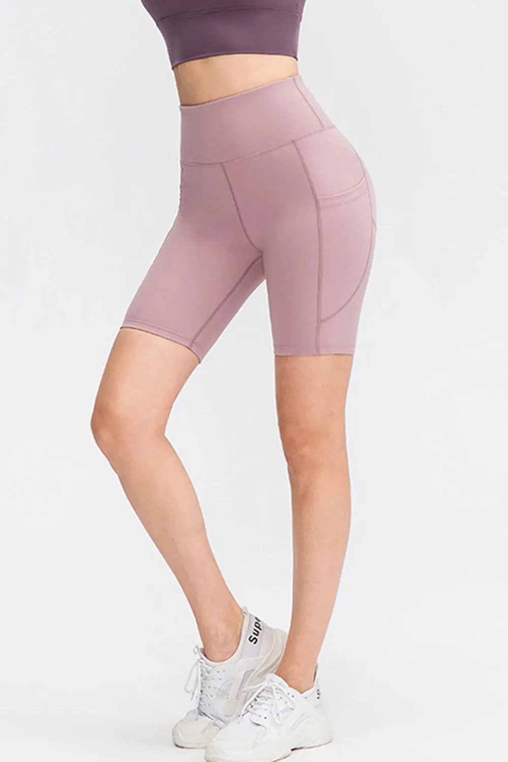 Wide Waistband Sports Shorts with Pockets by Partner Label