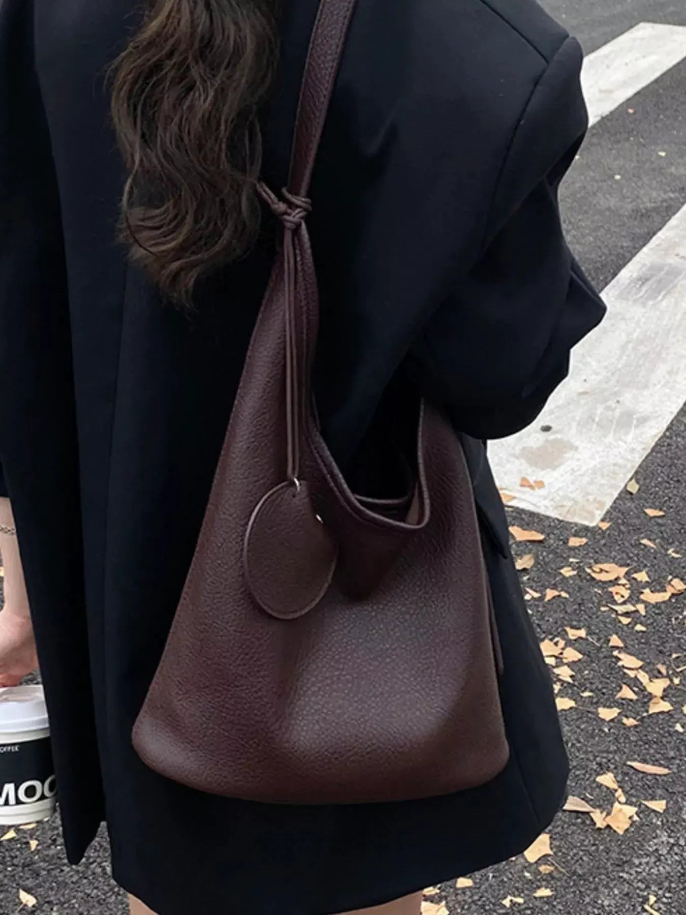 Solid Color Leather Handbag by Partner Label