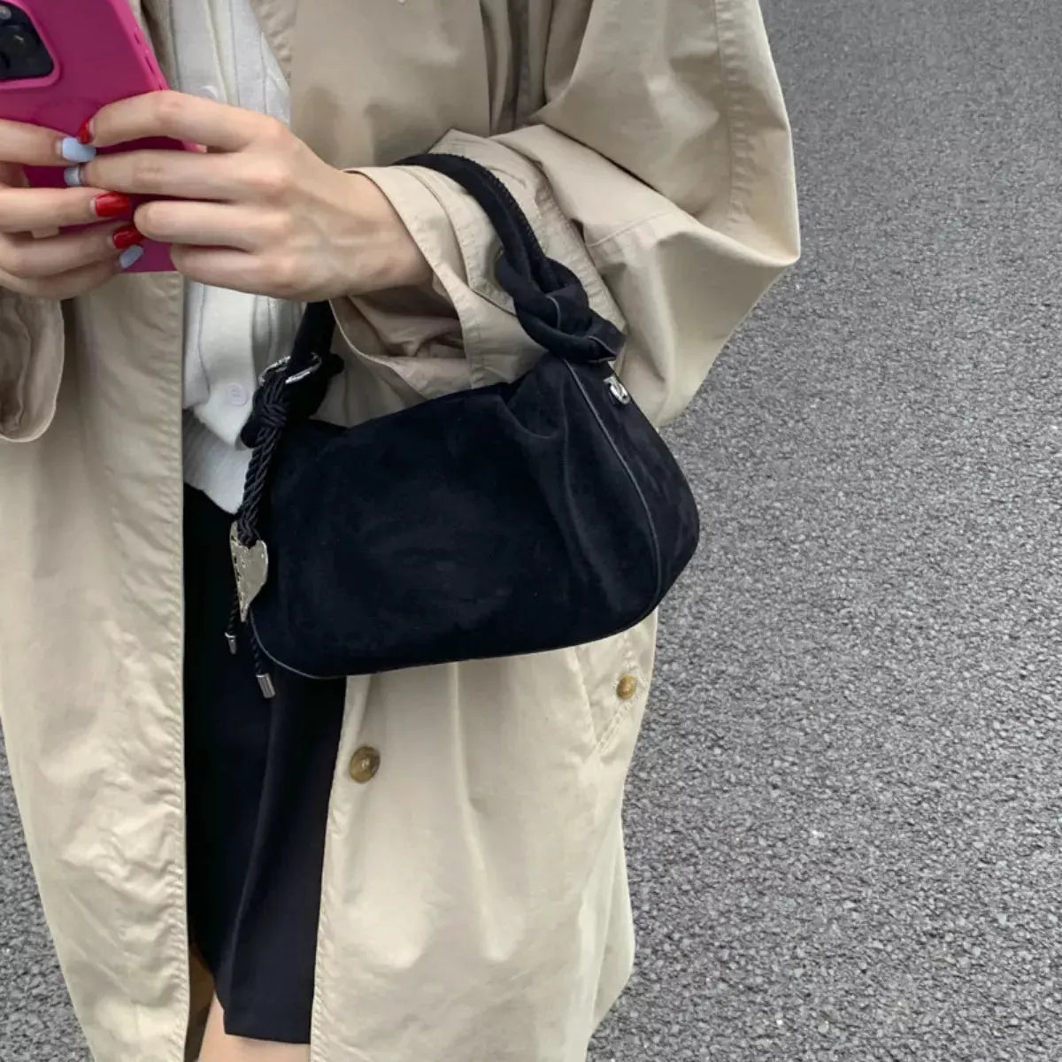 Suede Mini Crossbody Bag with Adjustable Strap by Partner Label