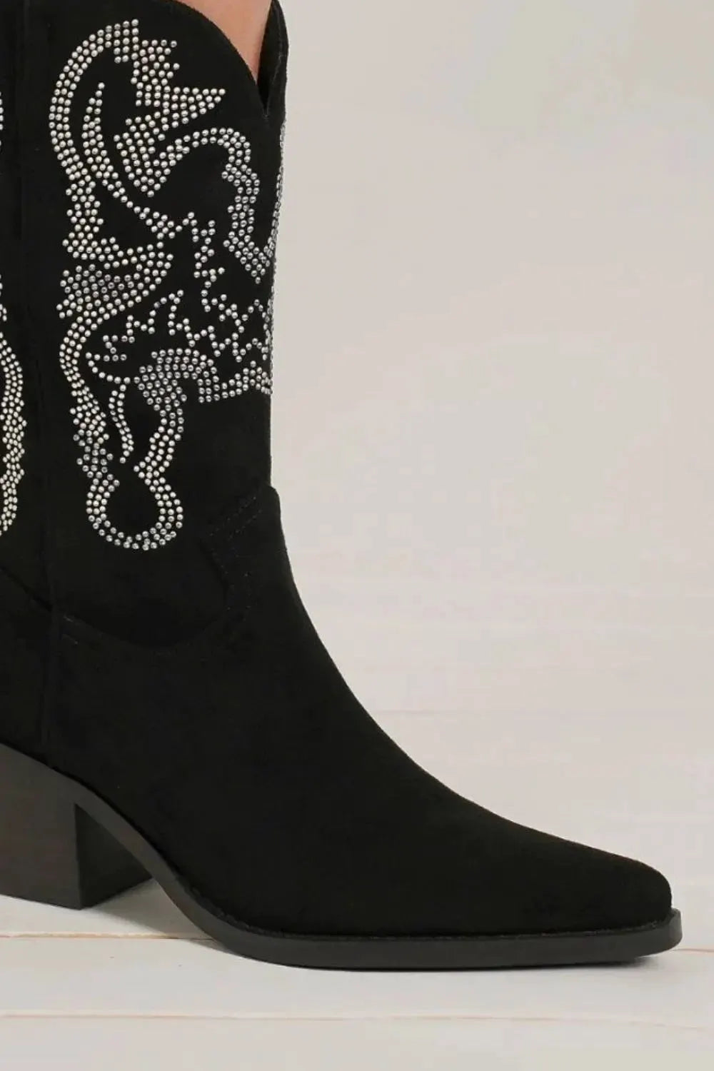 Beast Fashion Rhinestone Detail Point Toe Boots by Beast Fashion