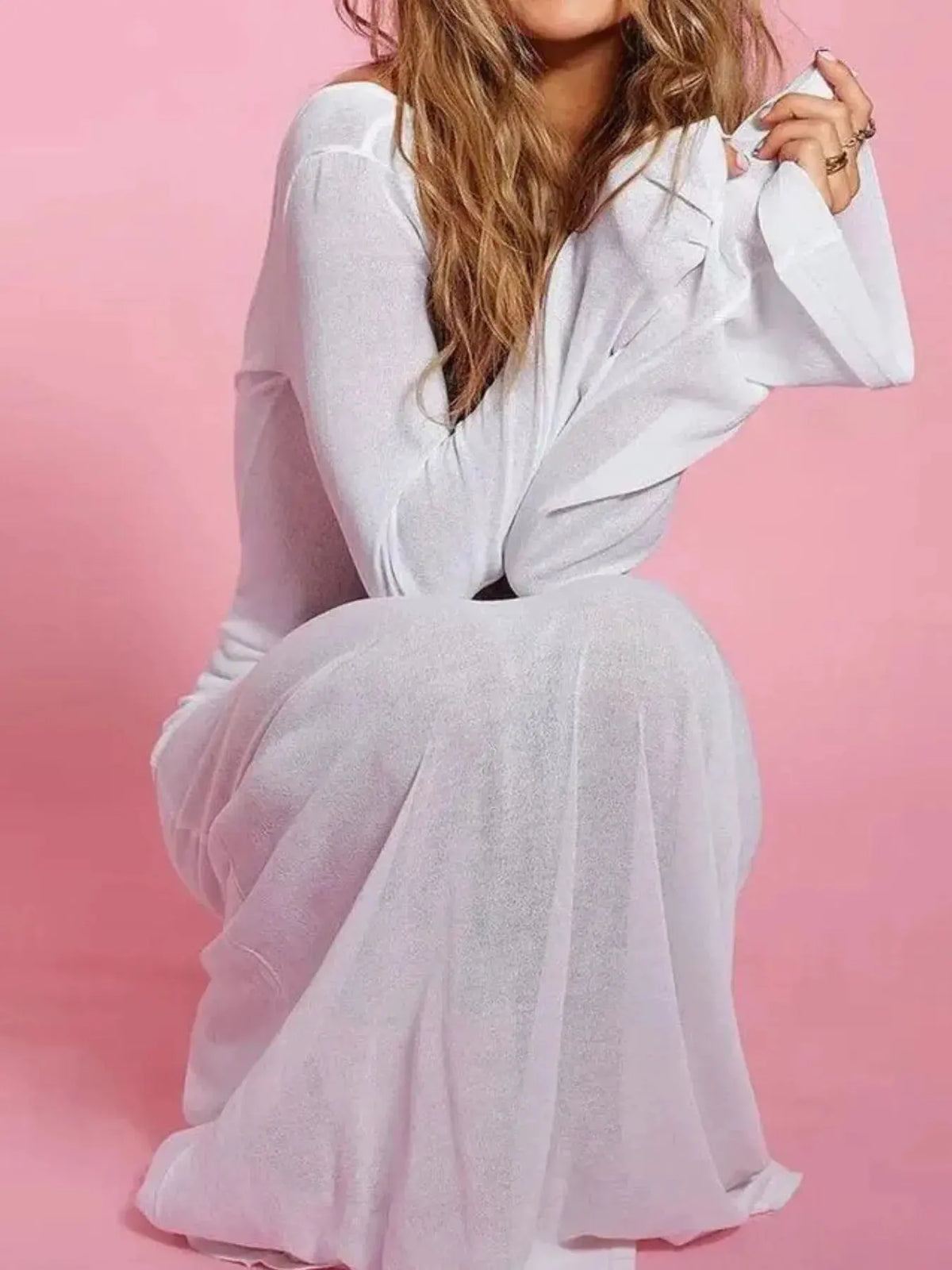 Backless Long Sleeve Maxi Cover-Up by Partner Labels
