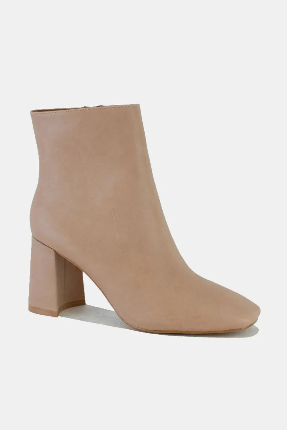Beast Fashion PU Leather Block Heel Boots with Side Zippers by Beast Fashion