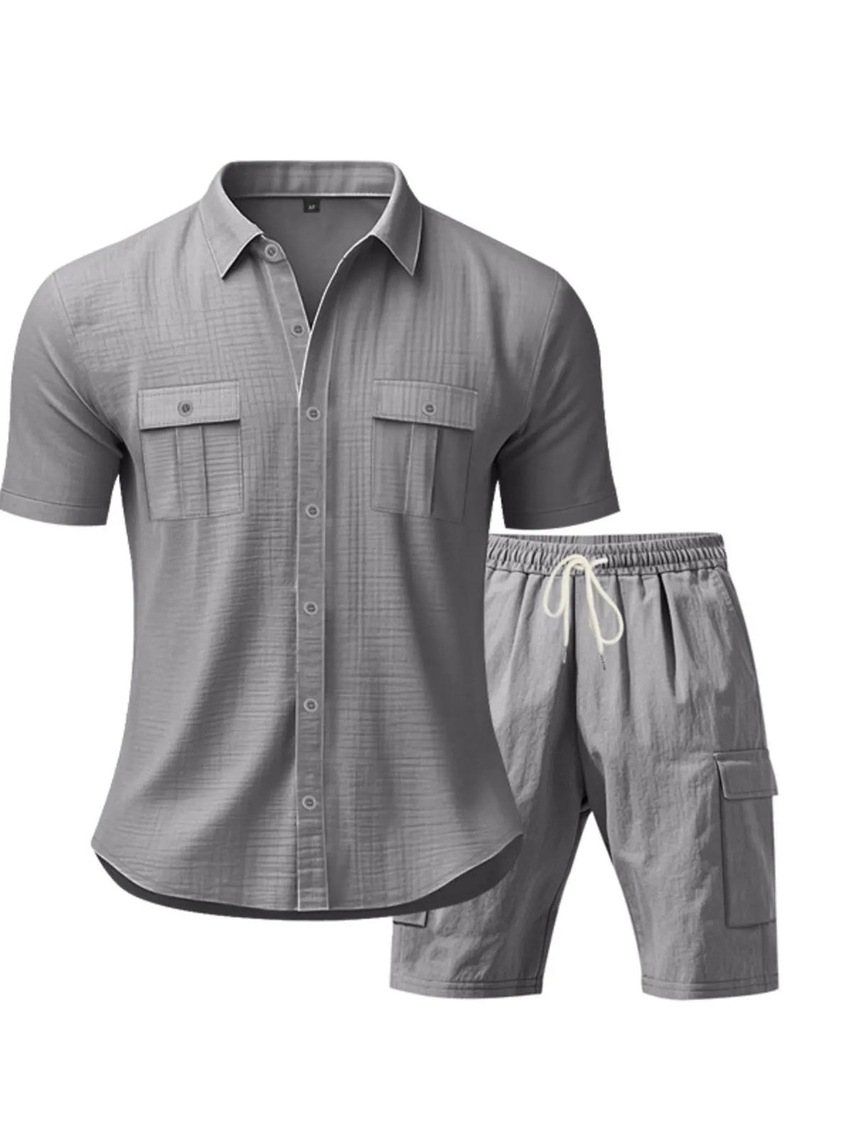 Men's Full Size Button Up Shirt and Shorts Set Plus Size by Trendsi