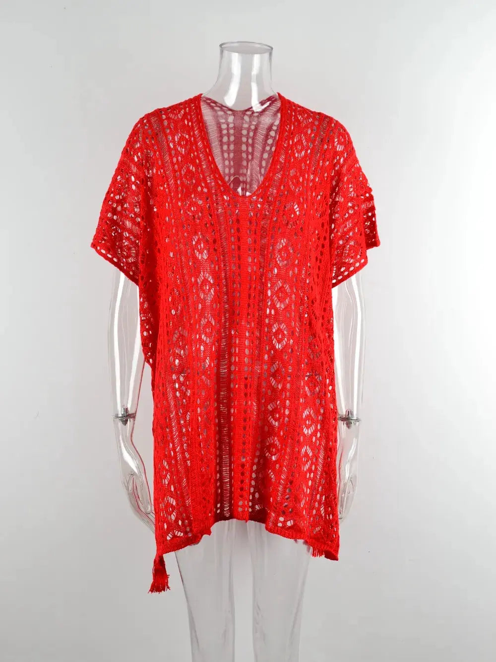 Angel Wings Cutout V-Neck Cover-Up with Tassel by Partner Labels