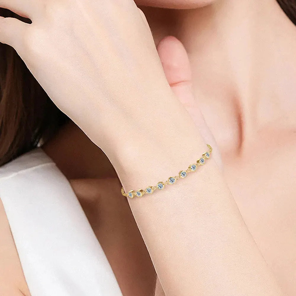 Inlaid Moissanite 925 Sterling Silver Bracelet by Partner Label