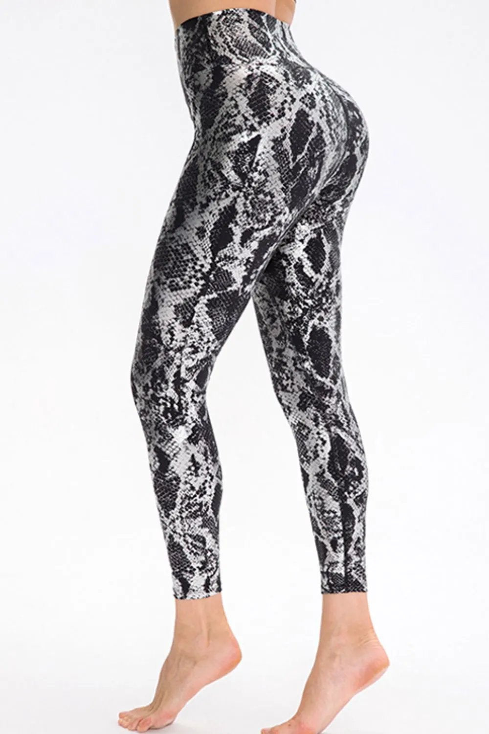 Animal Print Slim Fit Wide Waistband Long Sports Pants by Partner Label