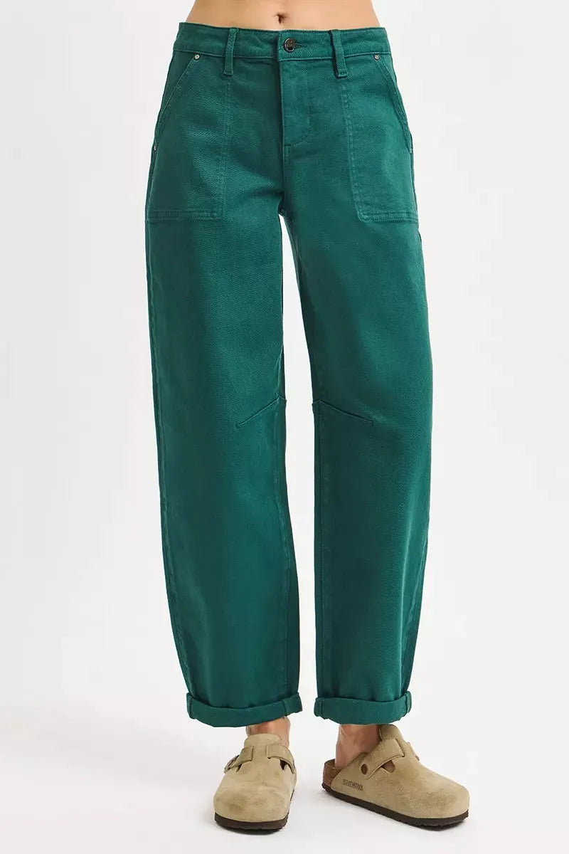 RISEN High Rise Ankle Cuffed Barrel Pants by RISEN