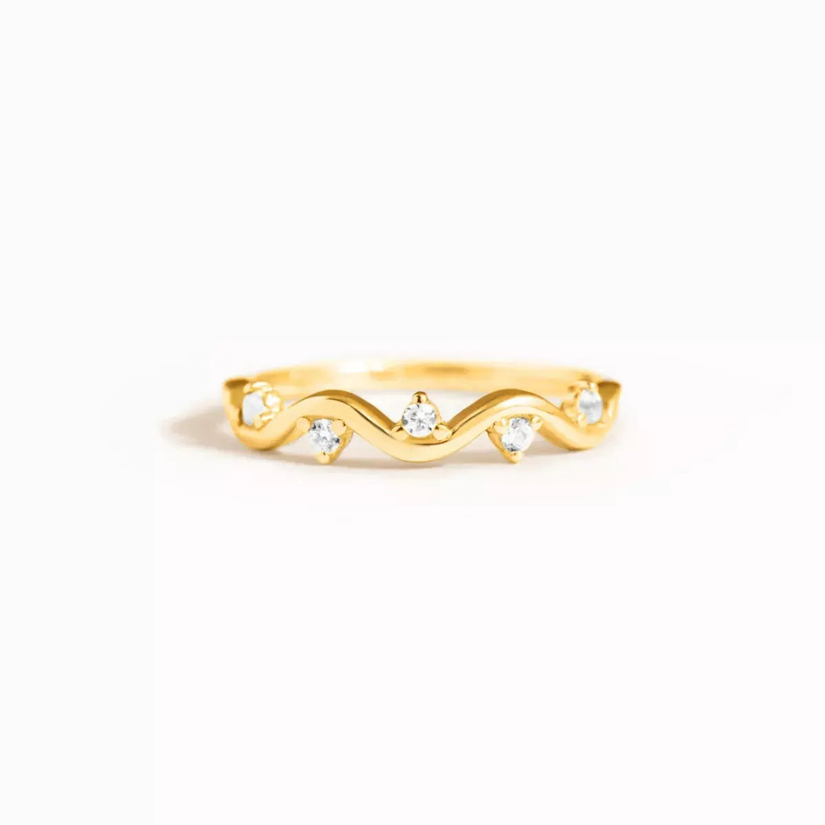 925 Sterling Silver Zircon Wave Ring by Partner Label