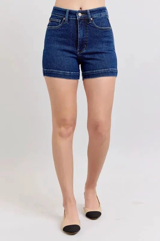 Judy Blue Full Size High Waist Tummy Control Denim Shorts Plus Size by Judy Blue