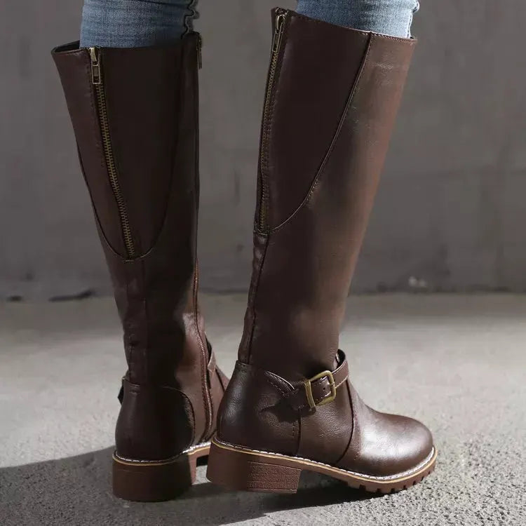 Round Toe Block Heels Boots by Partner Label