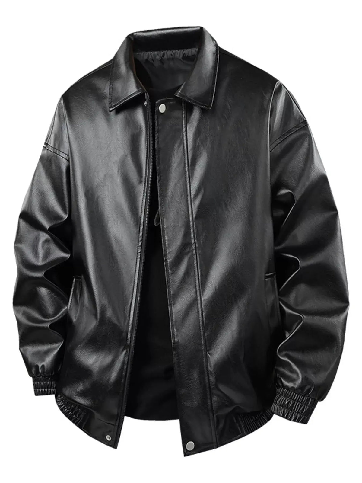 Men's Plus Size Zip Up Leather Jacket by Partner Label