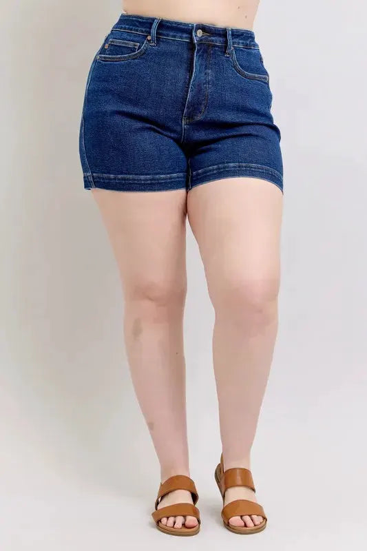 Judy Blue Full Size High Waist Tummy Control Denim Shorts Plus Size by Judy Blue