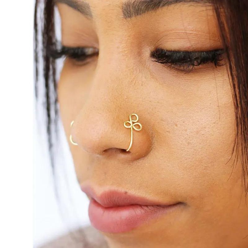 New Twisted Geometric Hollow Stainless Steel Non-hole Fake Nose by Maiden-Art