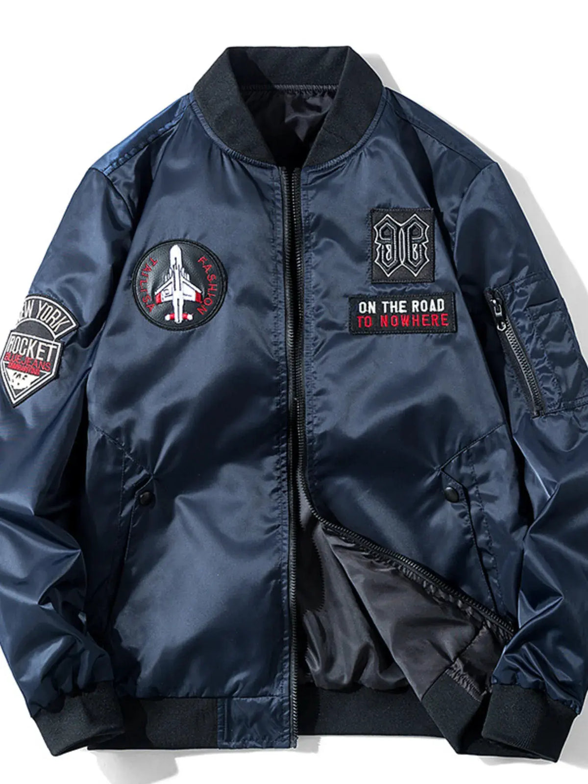 Men's Plus Size Zip Up Long Sleeve Bomber Jacket by Trendsi