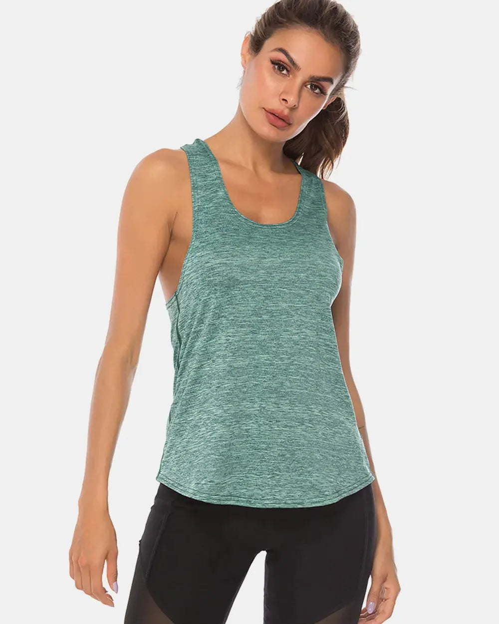 Full Size Scoop Neck Wide Strap Active Tank by Partner Label