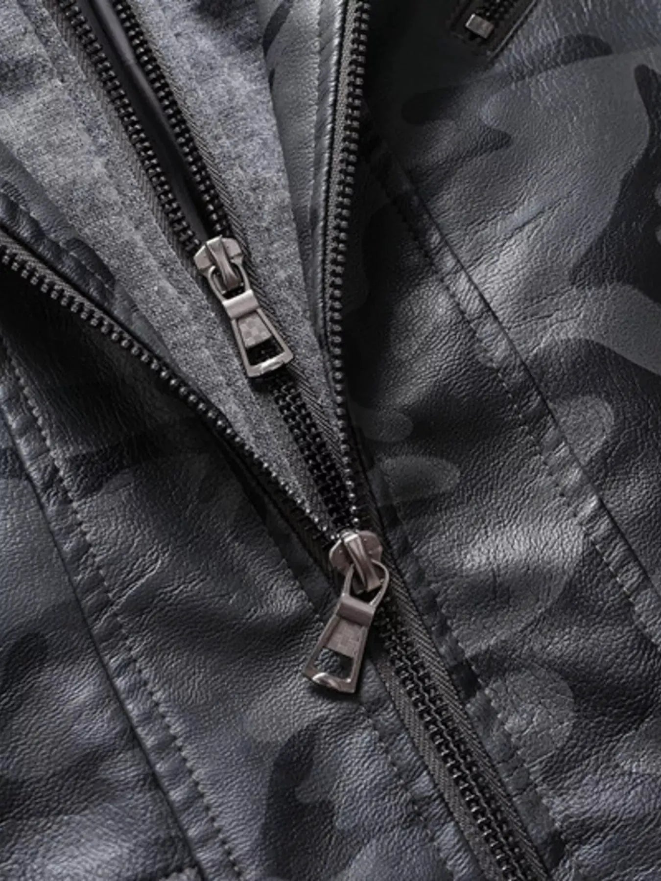 Men's Full Size Camouflage Hooded Faux Leather Jacket Plus Size by Partner Label