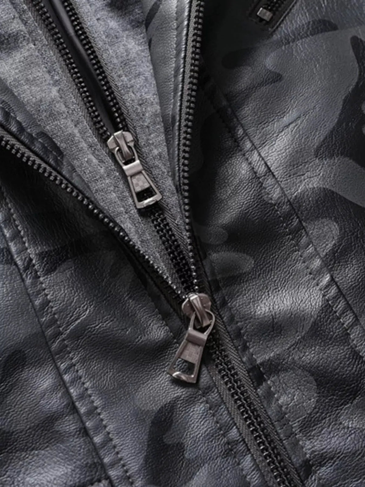 Men's Full Size Camouflage Hooded Faux Leather Jacket Plus Size by Partner Label