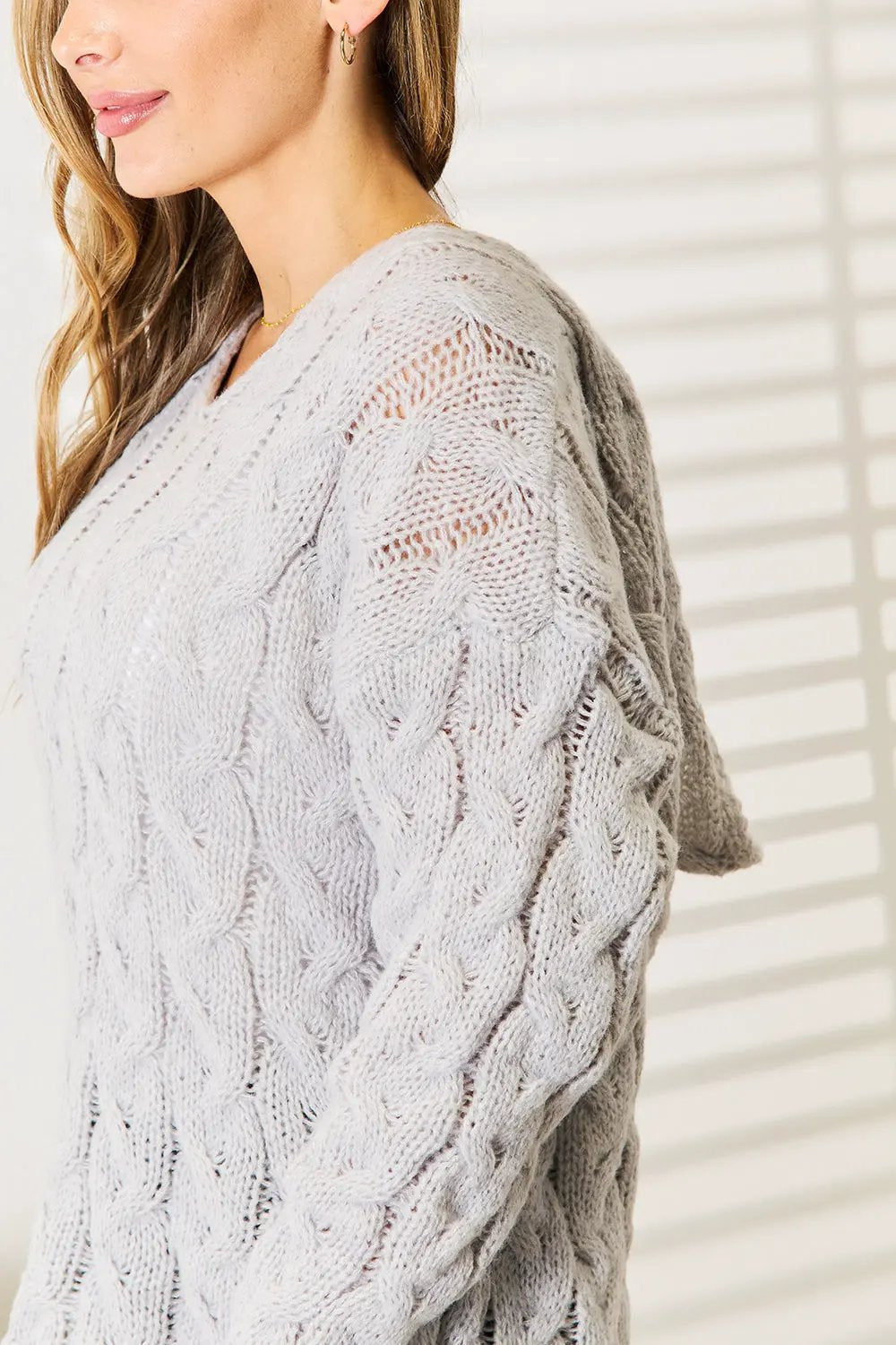 Woven Right Cable‑Knit Hooded Sweater | Partner Labels Selection by Partner Label