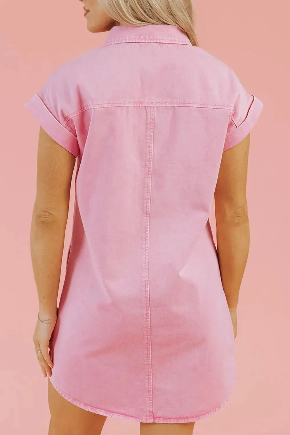 Button Down Short Sleeve Denim Dress by Partner Label