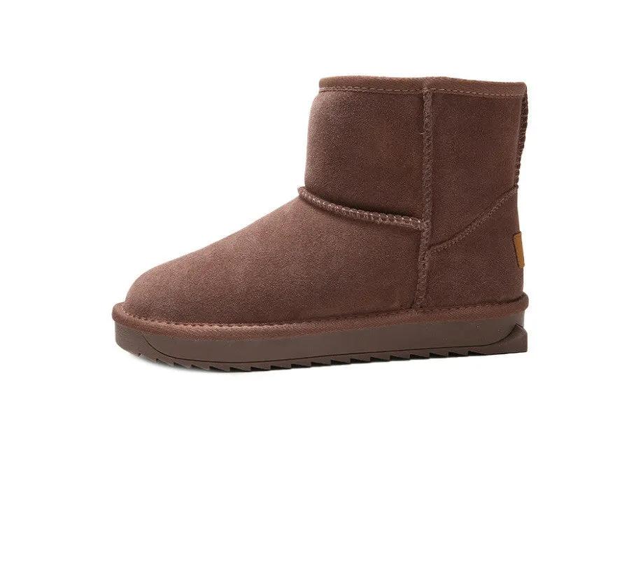 New Flat Bottom Medium Cotton Shoes Plush Snow Boots For Women by Maiden-Art