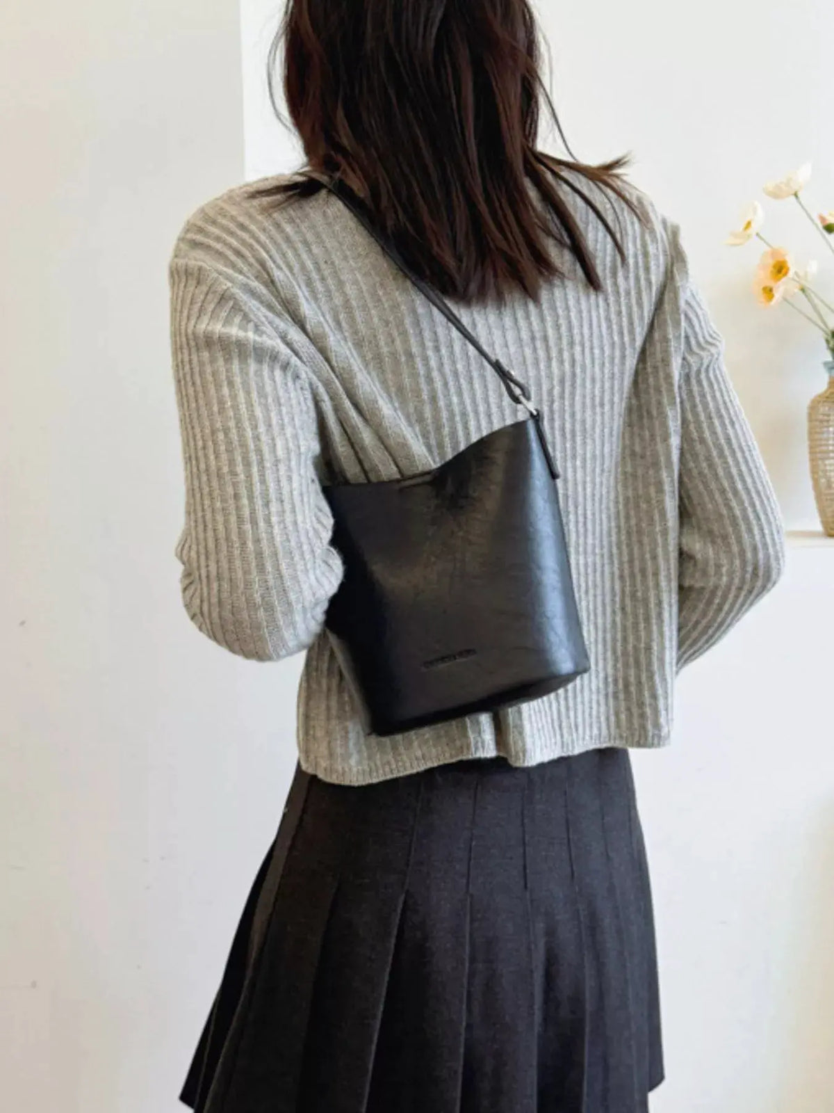 Leather Bucket Crossbody Bag by Partner Label