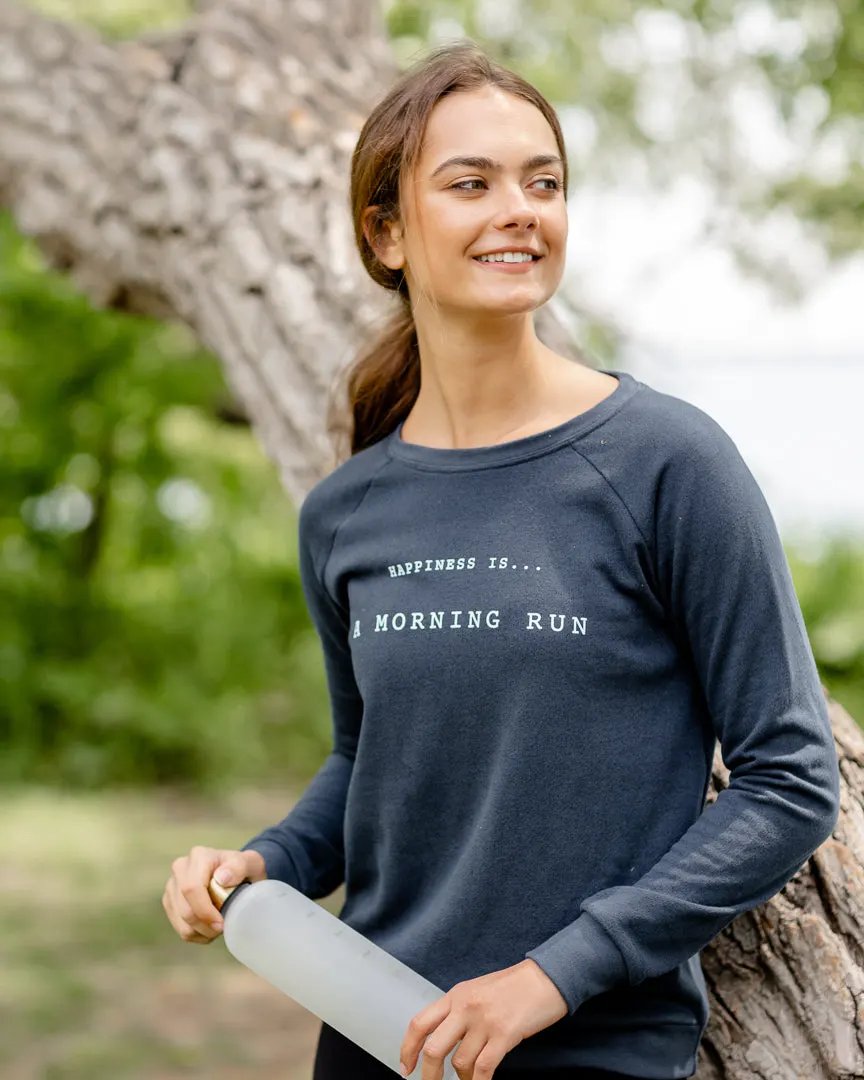 Women's Morning Run Crew Sweatshirt, True Navy by Running Collection