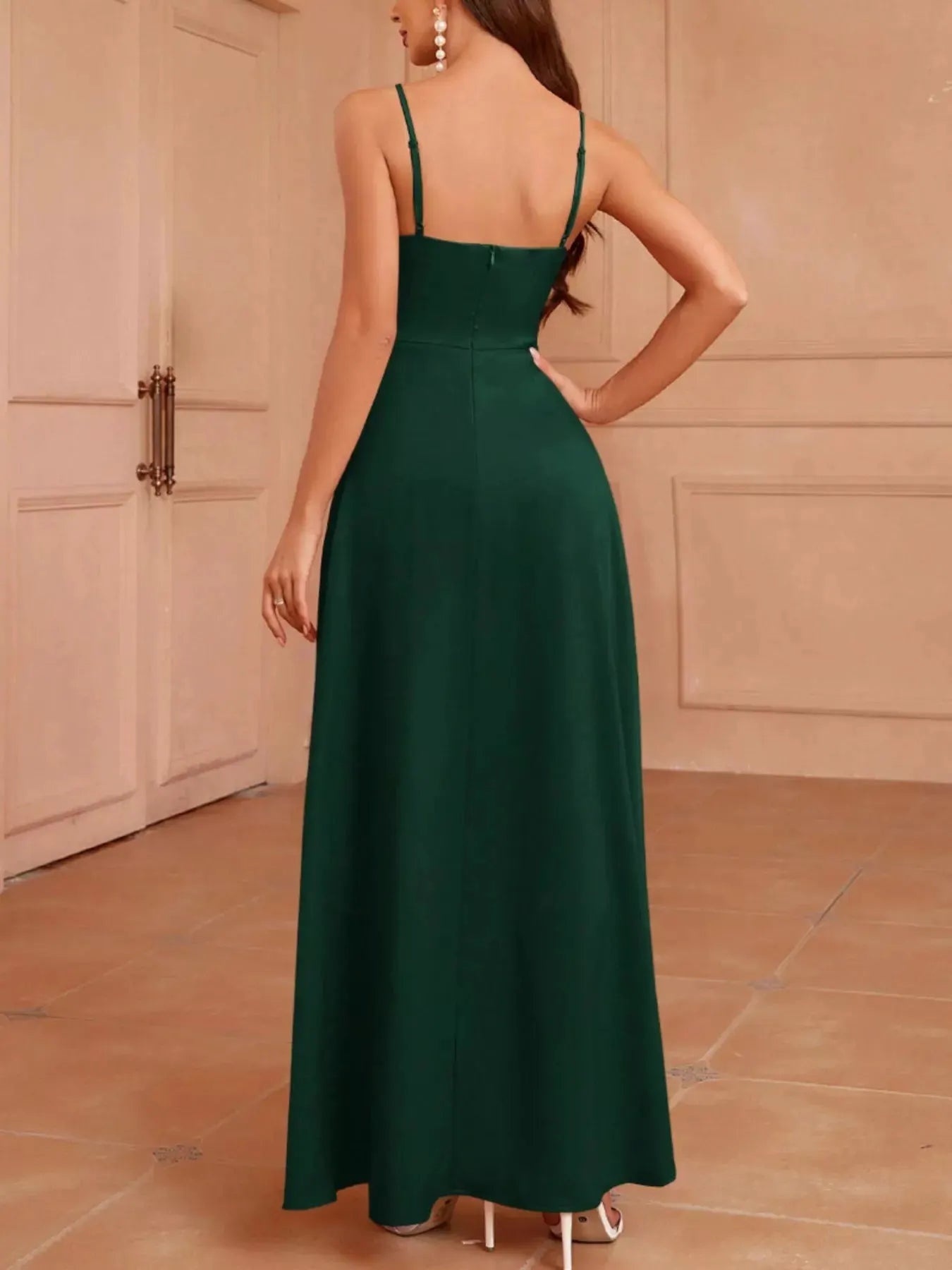 Slit Spaghetti Strap Maxi Dress by Partner Label