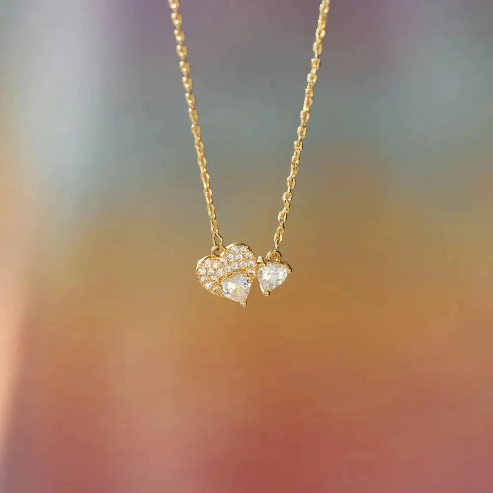 18K Gold-Plated 925 Sterling Silver Zircon Heart Necklace by Partner Label