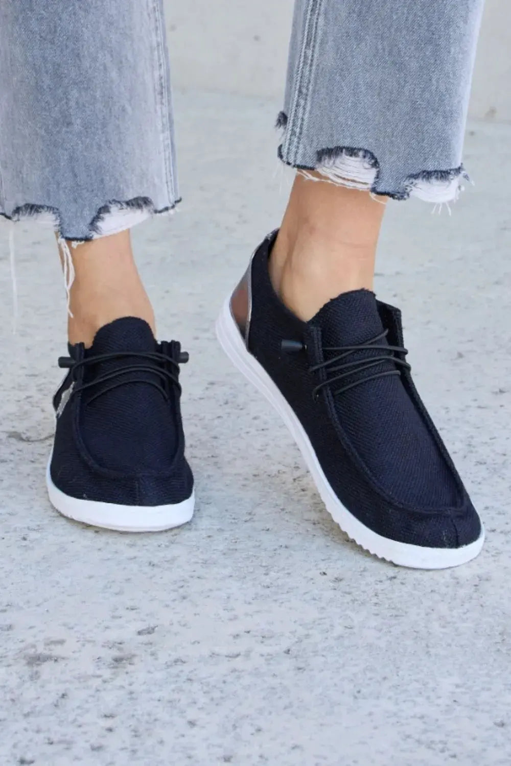 Forever Link Star Lace-Up Flat Sneakers by Forever Link