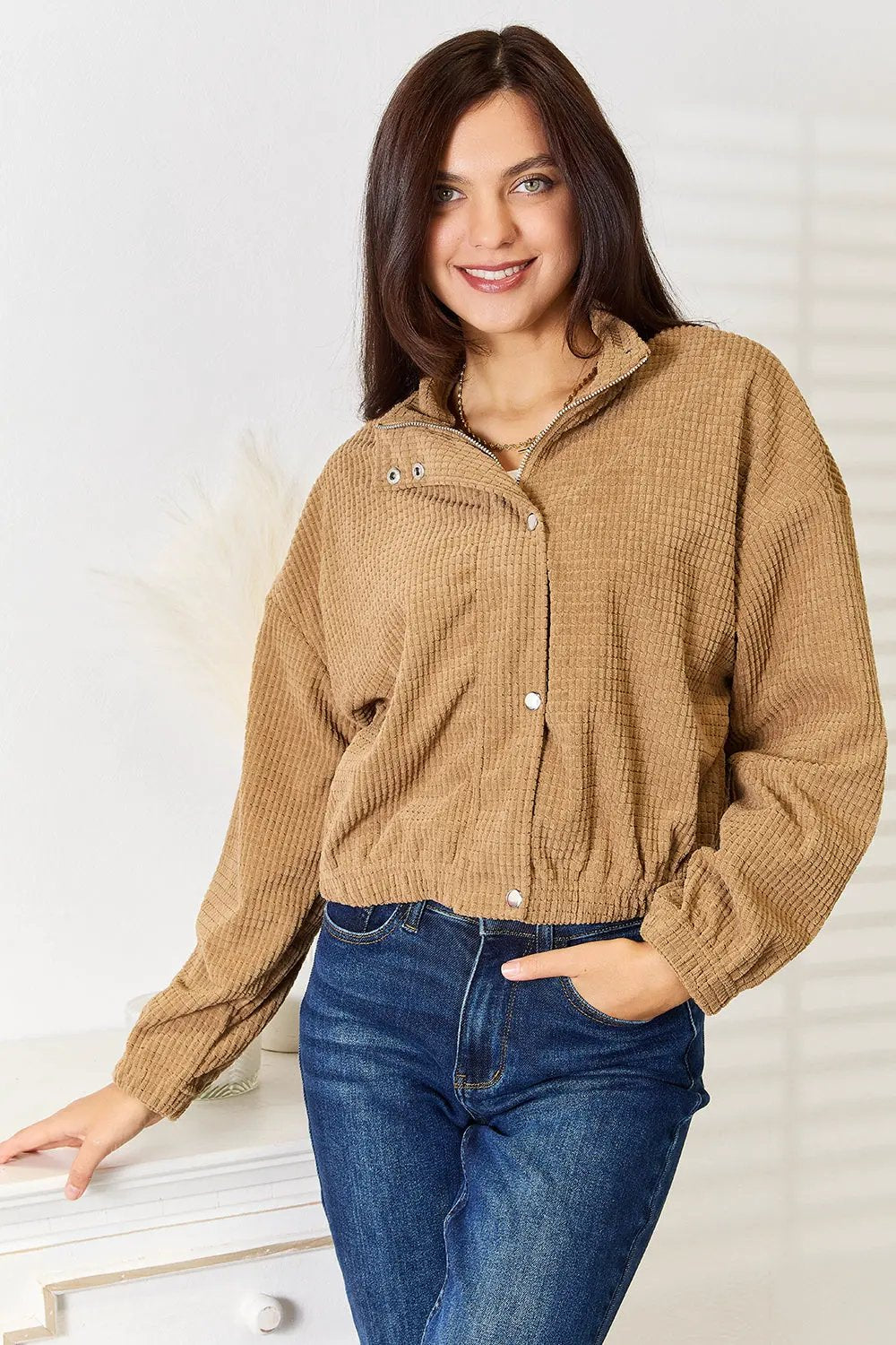 Perfee Long Sleeve Dropped Shoulder Jacket by Perfee