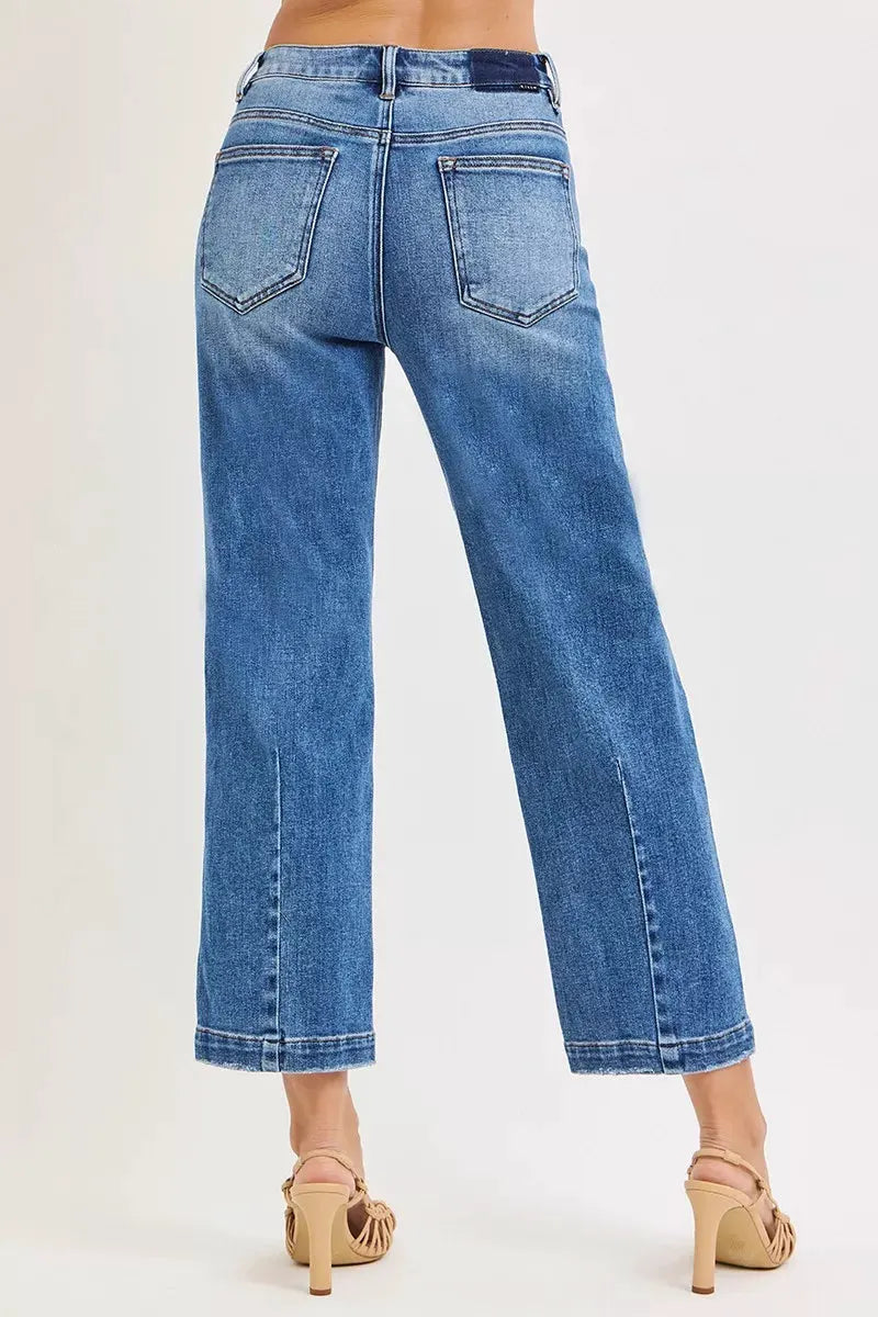 RISEN High Rise Crop Boyfriend Tapered Jeans by RISEN