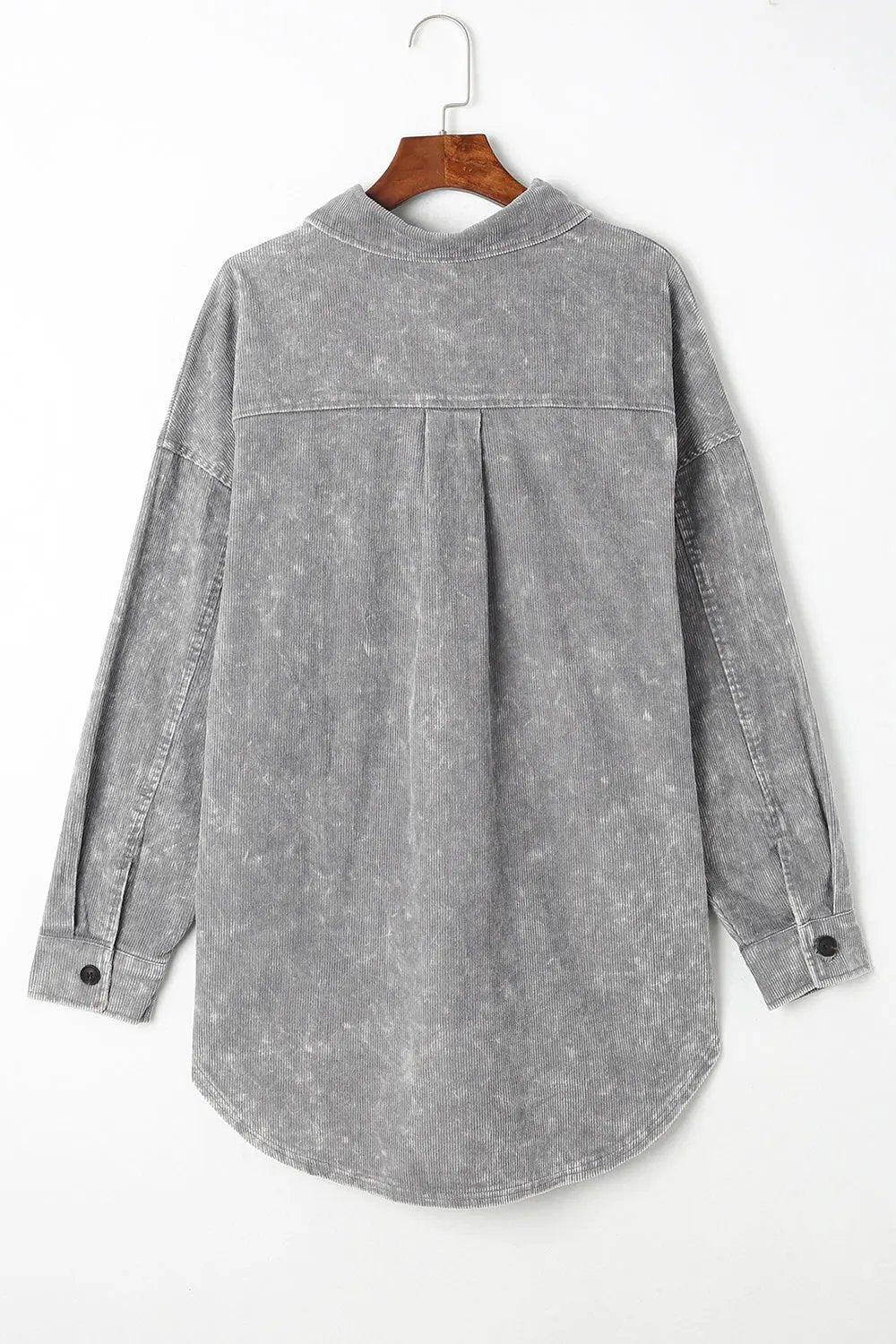 Washed Button Down Dropped Shoulder Jacket by Partner Label