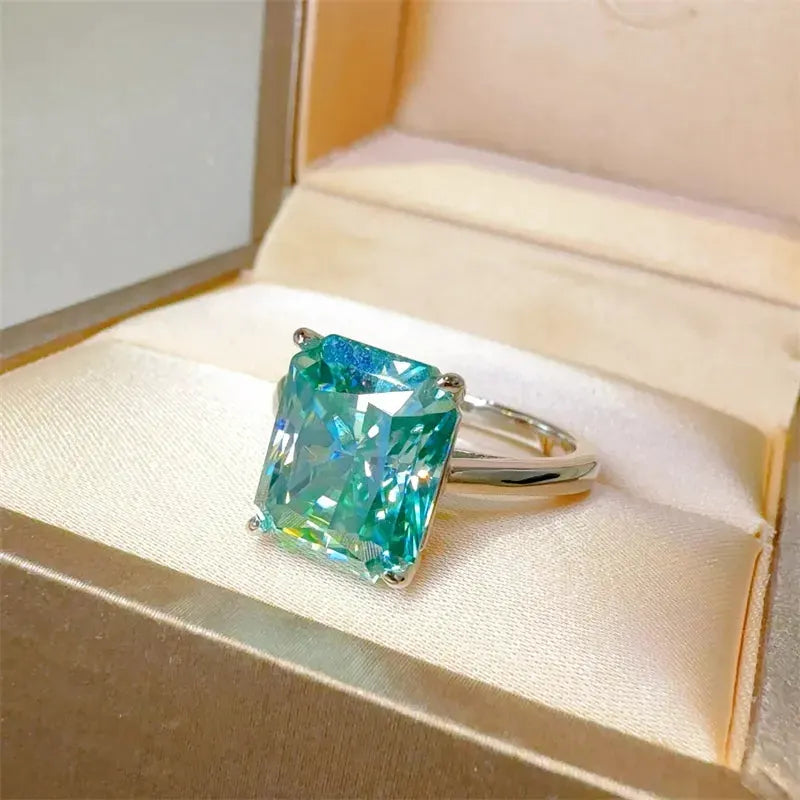 2 Carat 925 Sterling Silver Moissanite Rectangle Shape Ring by Partner Label