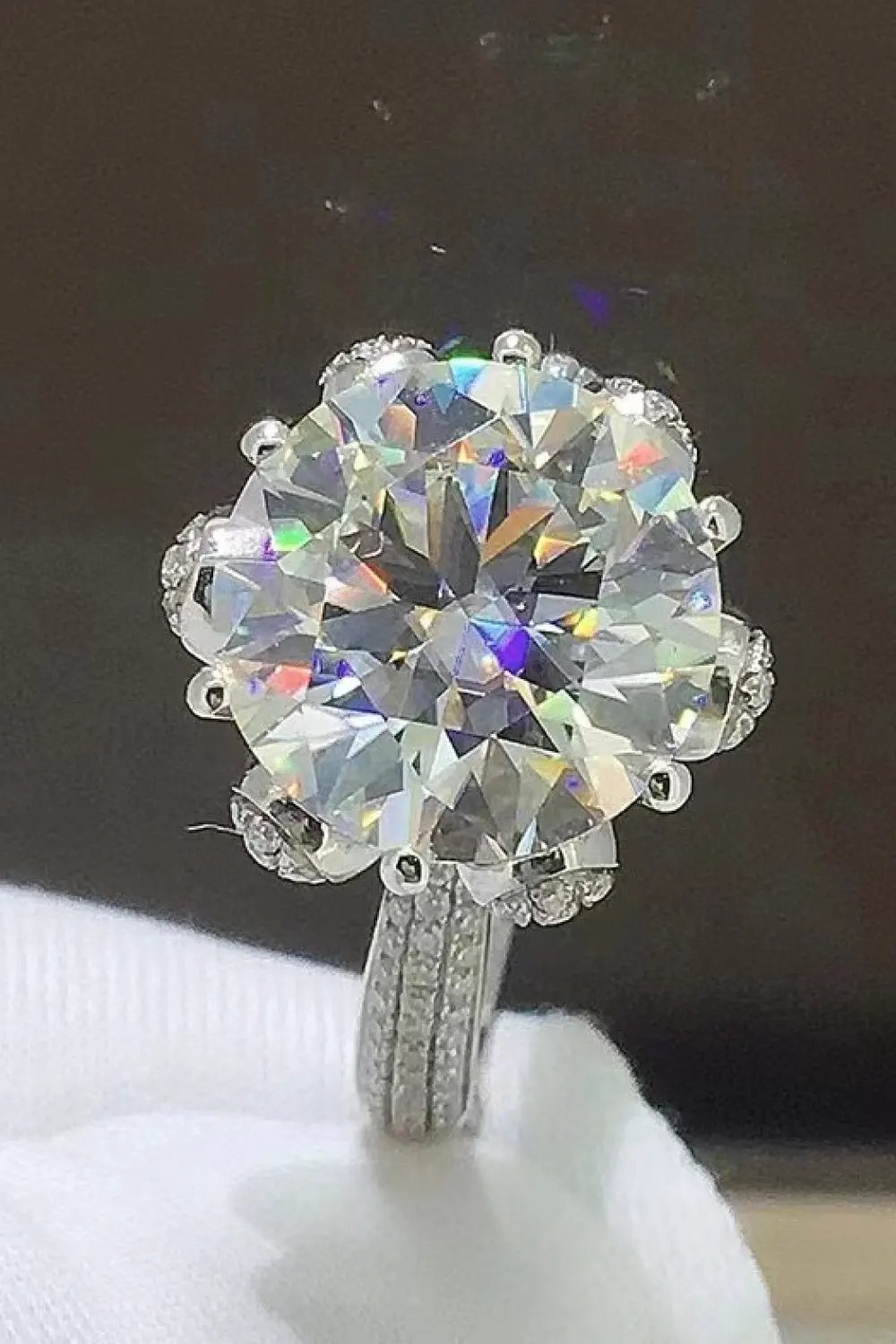 5 Carat Moissanite Side Stone Ring by Partner Label