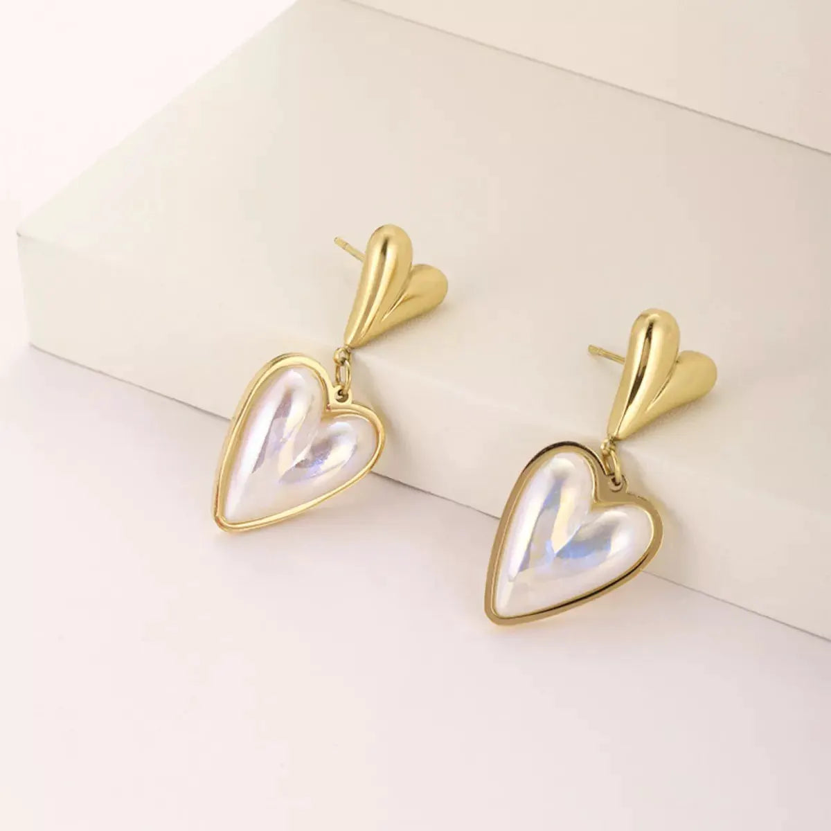 Heart-Shaped Pearl Drop Earrings by Partner Label