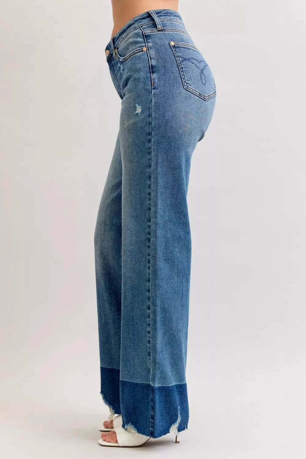 Judy Blue Raw Hem High Waist Column Straight Jeans by Judy Blue
