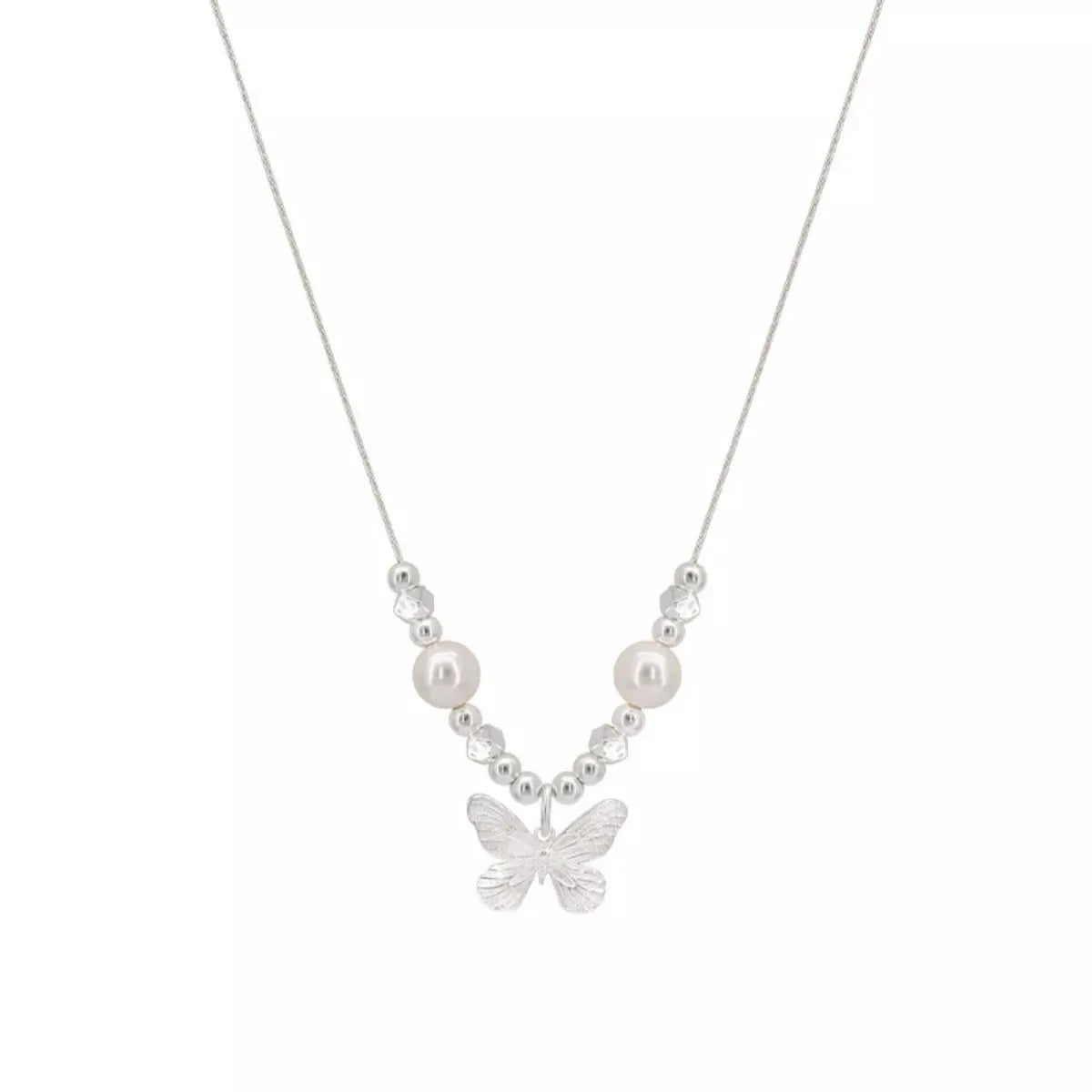 Butterfly Pearl Pendant Necklace by Partner Labels