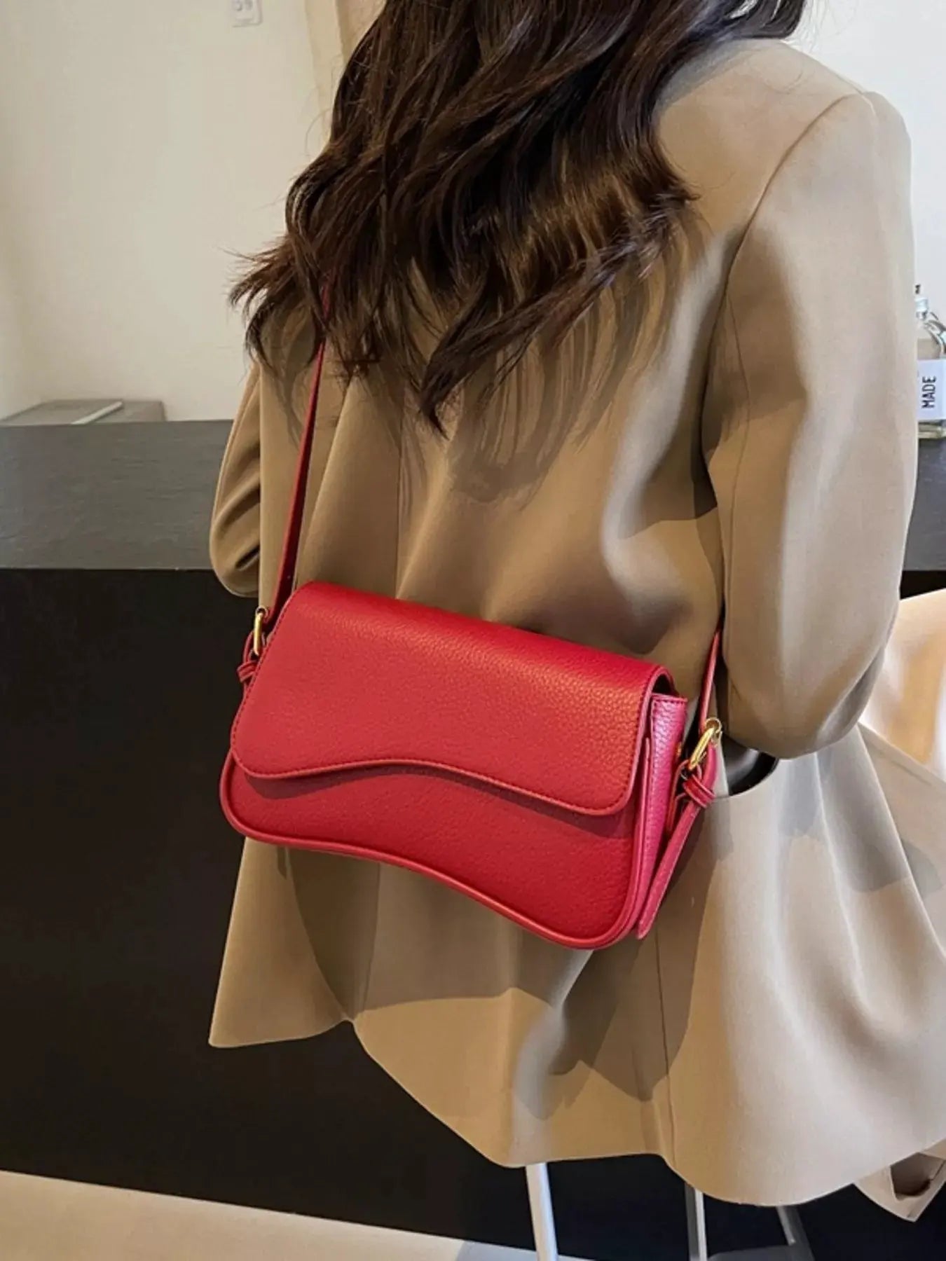 Solid Color Leather Crossbody Bag by Partner Label