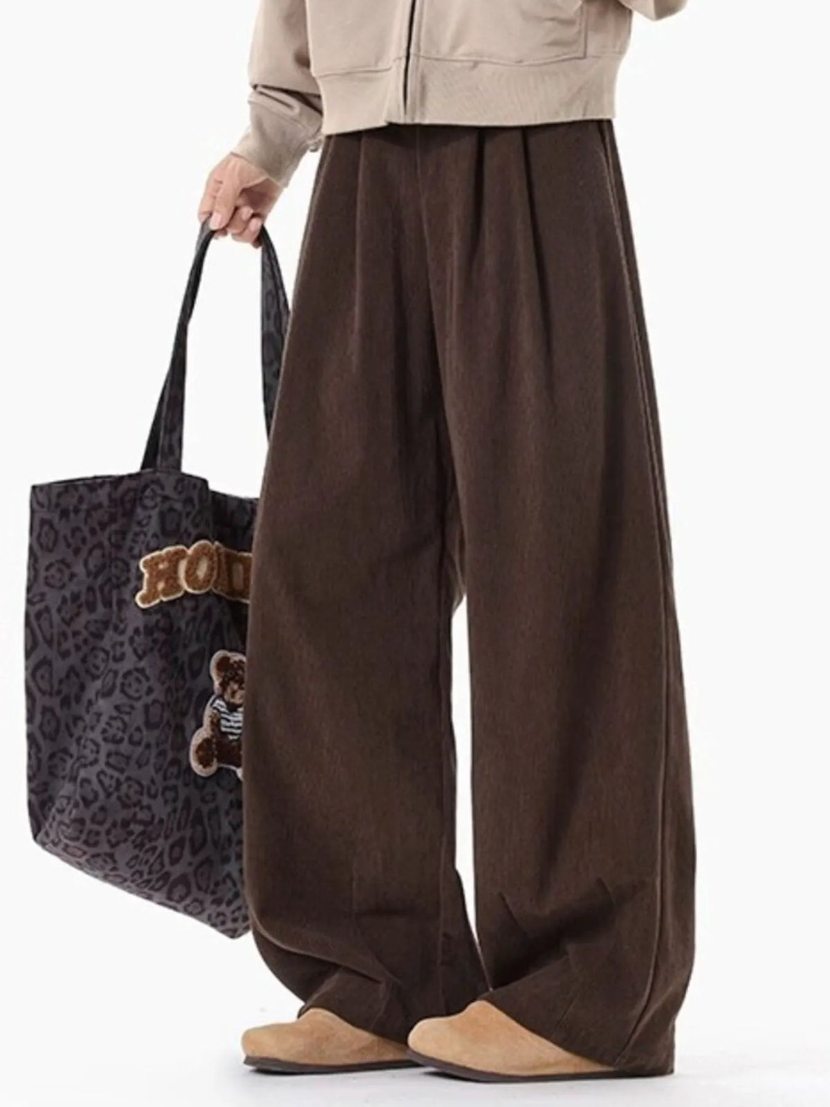 Men's Plus Size Pleated Detail Wide Leg Pants by Partner Label