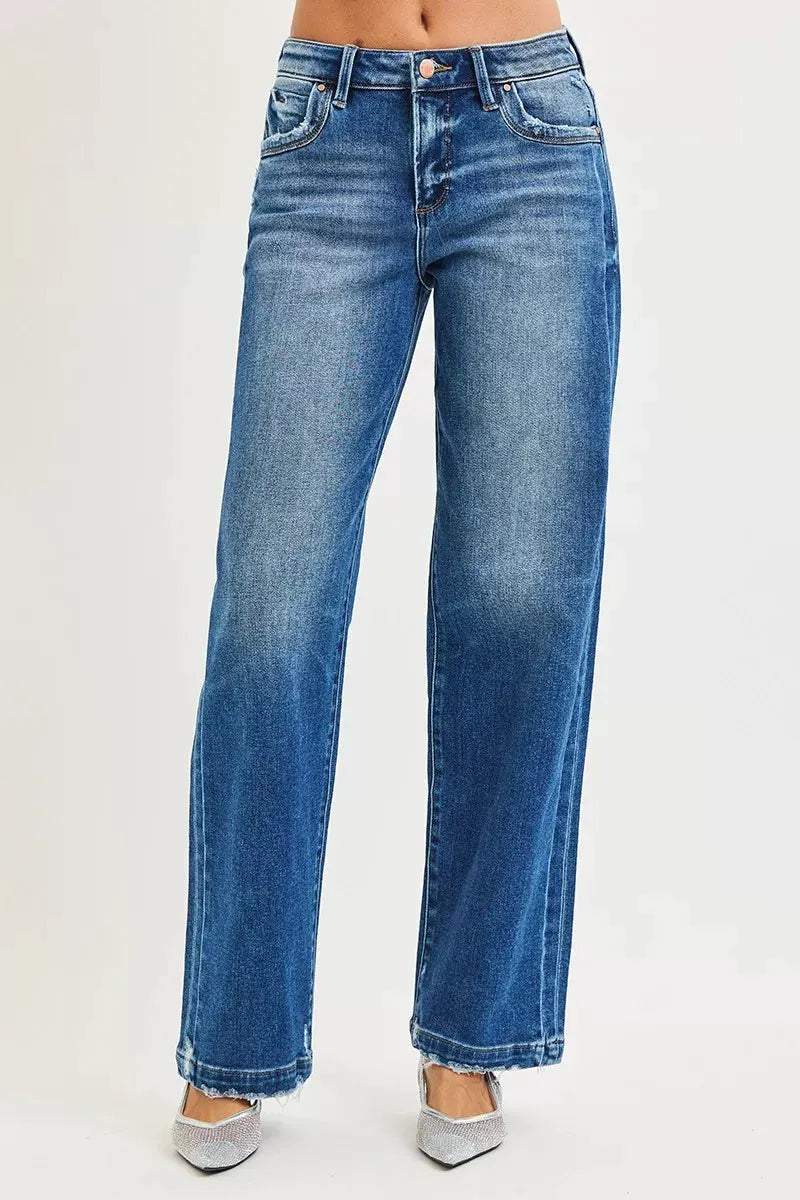 RISEN Full Size Slouchy Baggy Jeans Pocket Side Seam Detail Plus Size by RISEN
