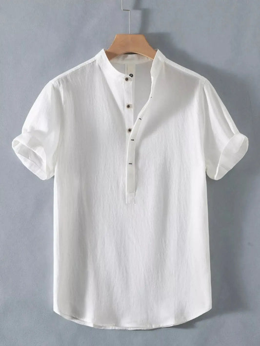 Men's Plus Size Button Detail Short Sleeve Shirt by Trendsi