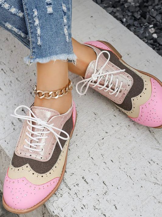 Round Toe Flats Color Block Loafers by Partner Label