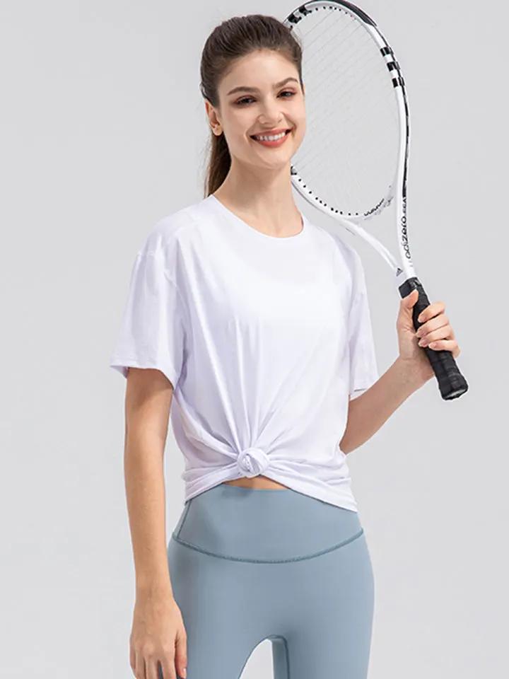 Round Neck Short Sleeve Active Top by Partner Label