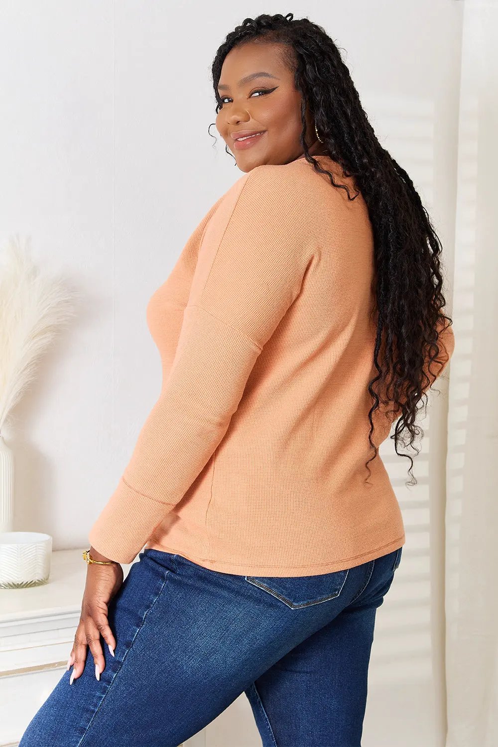 Basic Bae Half Button Long Sleeve Top by Basic Bae