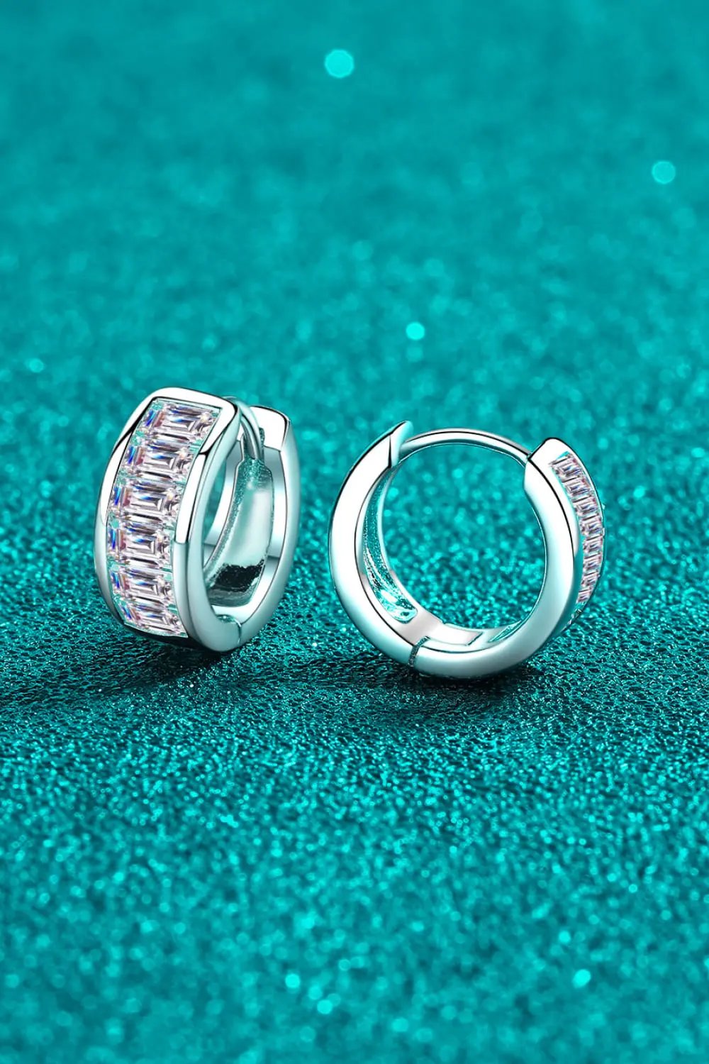 1.8 Carat Moissanite 925 Sterling Silver Huggie Earrings by Partner Label