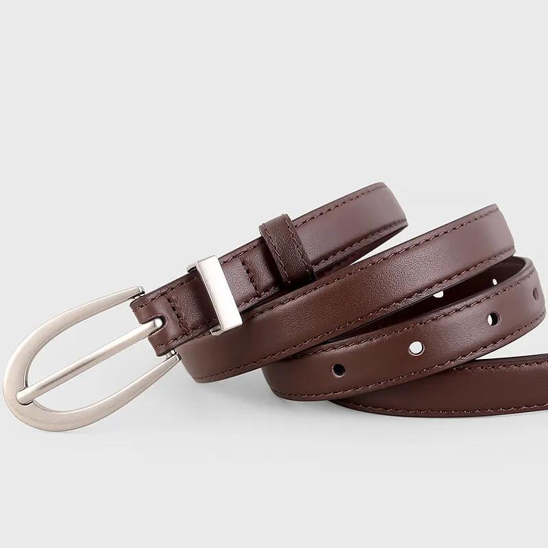 Leather Skinny Belt by Trendsi