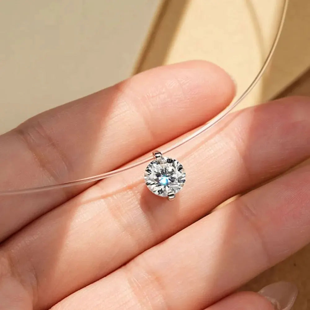 1 Carat Moissanite 925 Sterling Silver Necklace by Partner Label