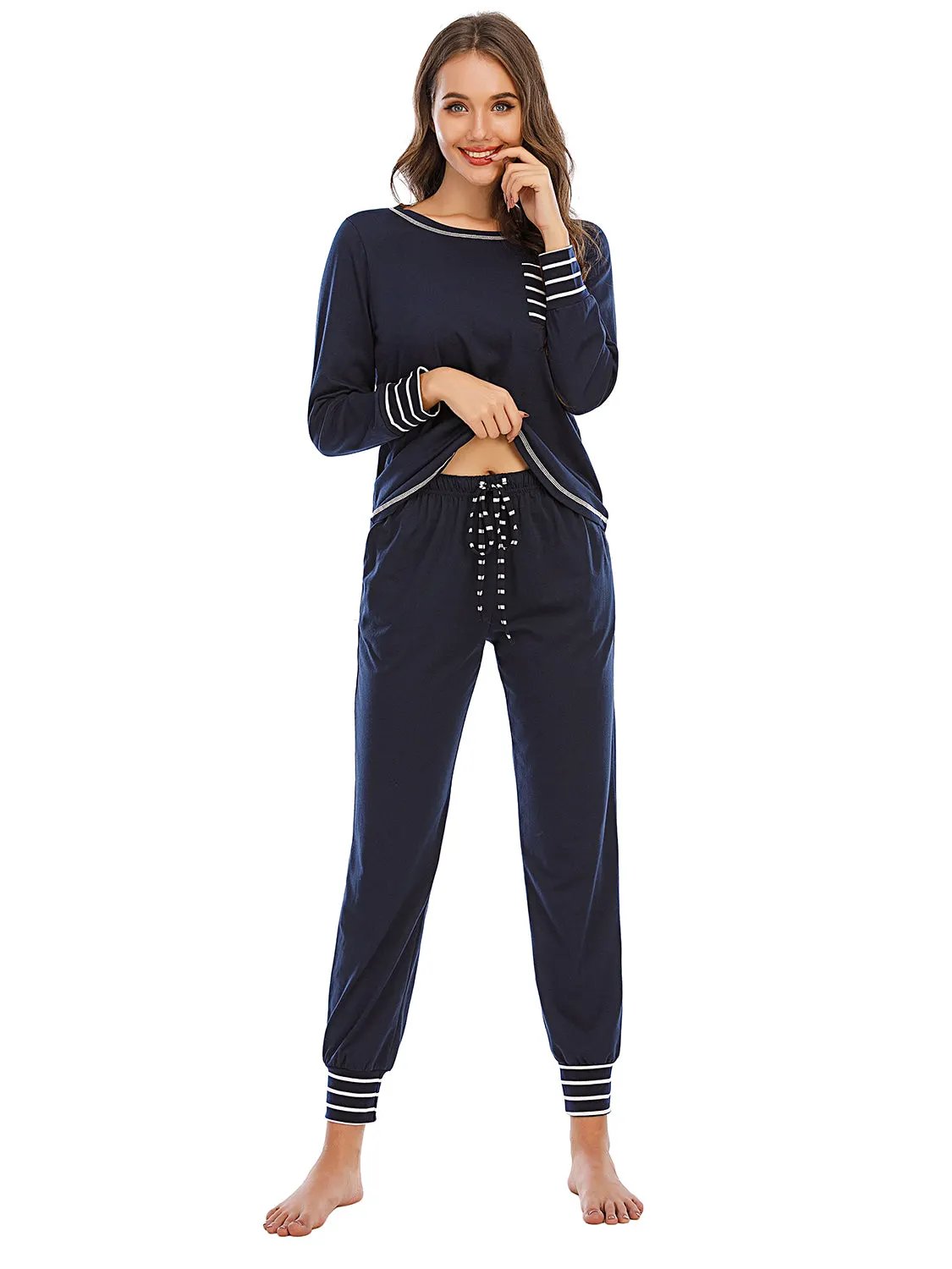 Round Neck Top and Pants Lounge Set by Partner Label
